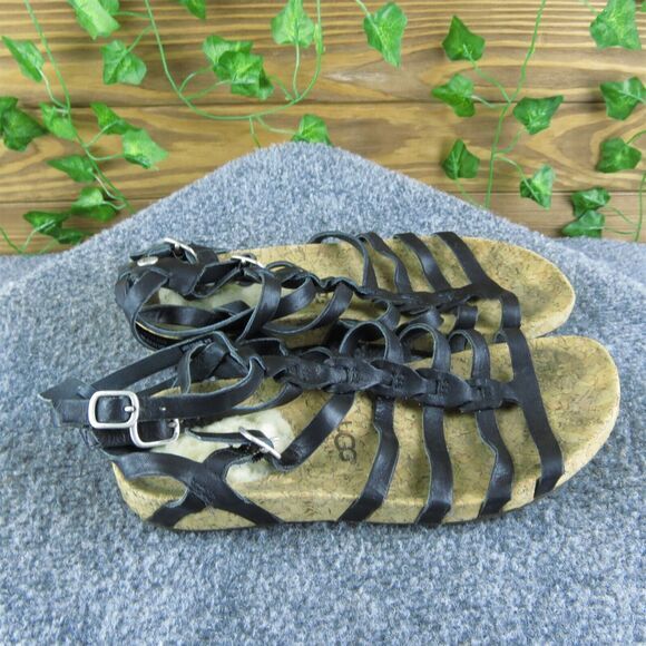 Ugg Women's Gladiator Black Leather Sz 5 Medium (B, M) Gently Used 2025 - Picture 3 of 6